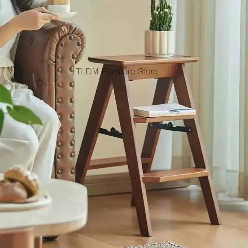 Wooden Stool, Modern Stool Multifunctional Stool, Step Accent Mid-Century for Convertible Ladder  Home