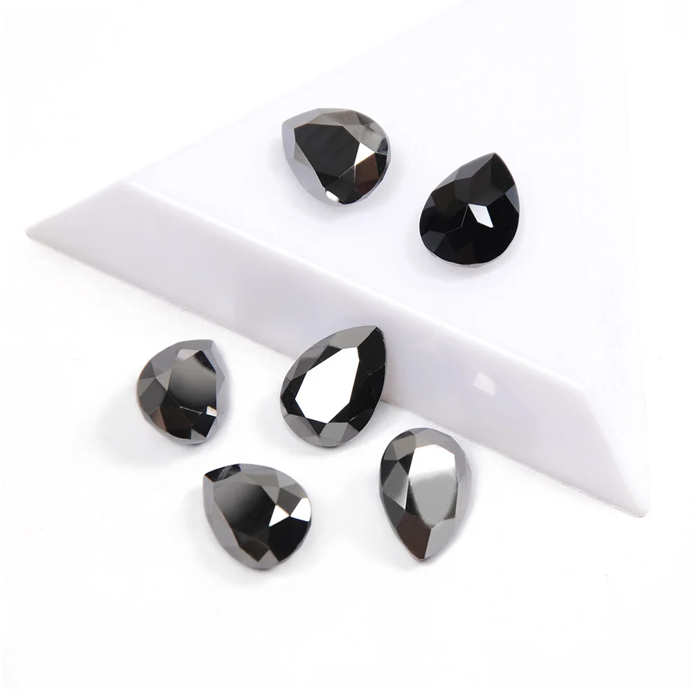 

4320 Jet Hematite High Quality Nail Strass Crystal Dorp Shape K9 Fancy Rhinestones for 3D Nail Art Decorations