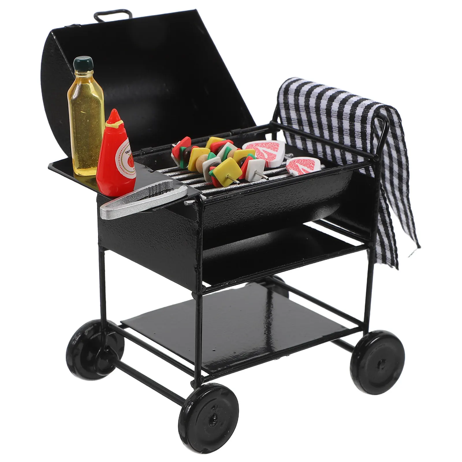 

1Set Mini House Bbq Rack Lightweight Realistic Barbecue Grill Compact Mini Kitchen Accessory Decoration House Grill