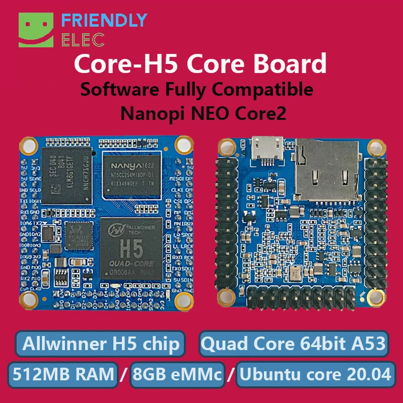 Compatible with Friendly NanoPi NEO Core2 Allwinner Core Ubuntu System Fully Compatible H5 Quad Core A53 Core Board