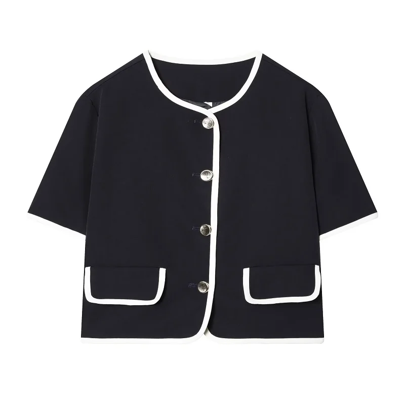 MUJER 2026 Women's Blazer Tailoring Casual Blazer Woman Short Sleeve Cropped Jackets for Women Fashion Outerwears New in Coats
