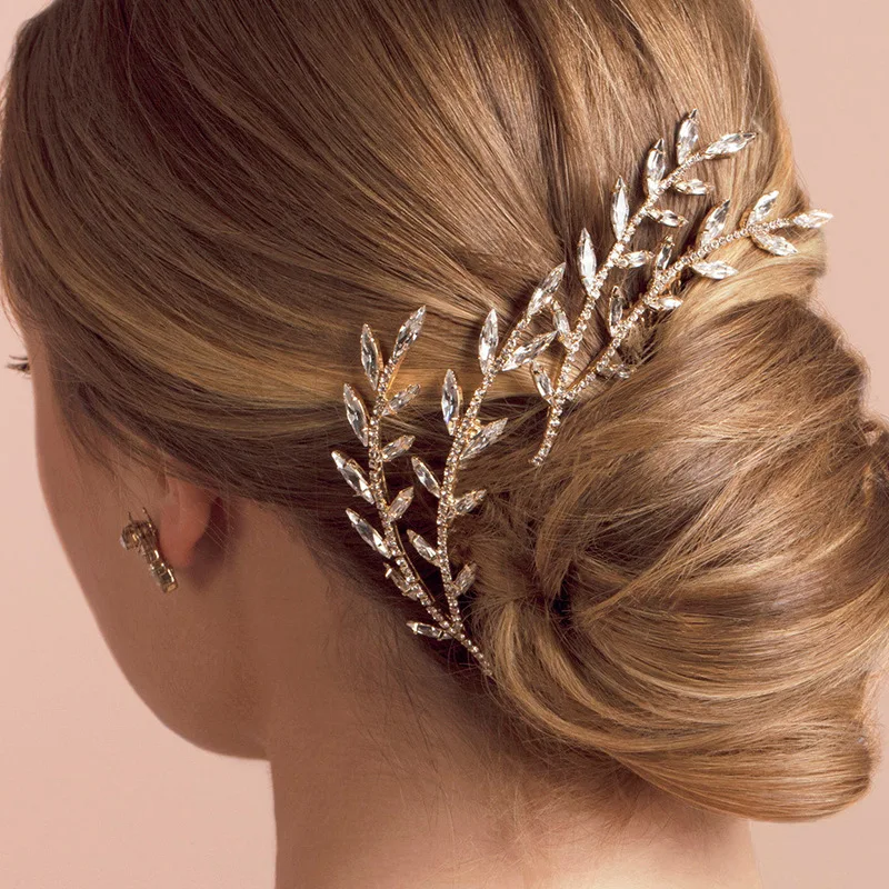 

Crystal Rhinestone Hair Combs Gold Silver Color Hairpins for Bride Women Wedding Hair Accessories Head Jewelry