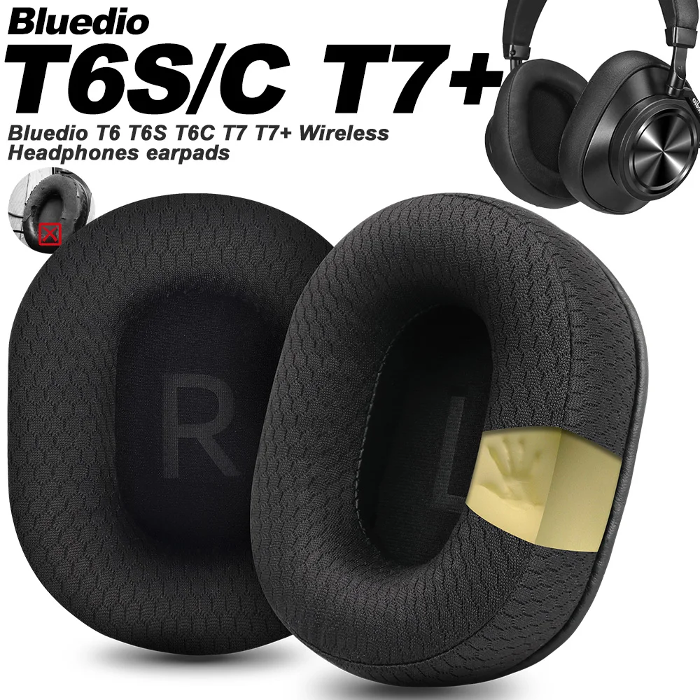 Bantalan Earphone untuk Bluedio T6 T6S T6C T7 T7 + Bantalan Telinga Pengganti Headphone Penutup Telinga Kain Jaring Spons Penutup Memori