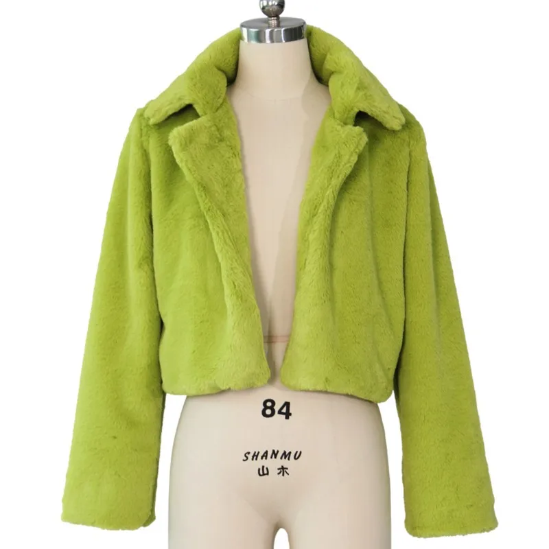 Flauschige Jacke für Damen, hochwertiger, dicker, warmer Wintermantel, pelzige Oberbekleidung, Damen-Strickjacke aus Kunstfell, hohe Taille, Jackenmäntel