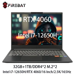 FIREBAT T6A 16-дюймовый Intel i7-12650H/12800HX RTX 4060/4070 DDR5 165 Гц 2,5 К Wi-Fi6 BT5.1 игровой геймер ноутбук ноутбук