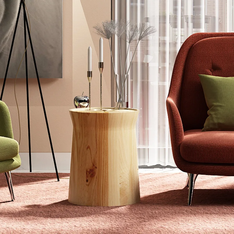 Factory direct sales round solid wood sofa, side table, living room corner, bedside log restaurant, household wooden pier