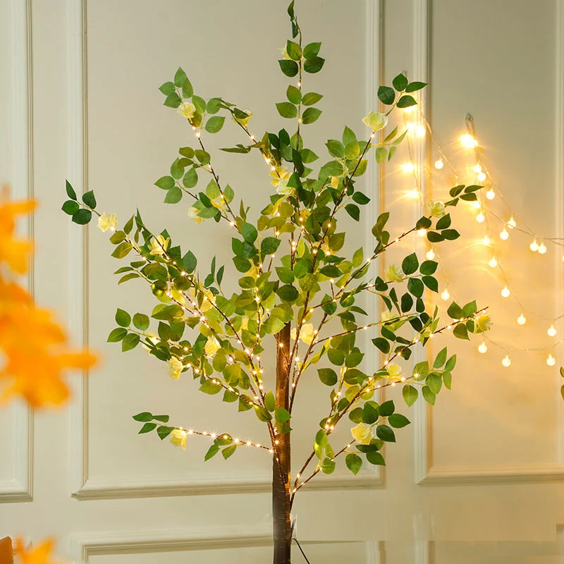 

Indoor festival decoration silk artificial Rose lighted trees for Christmas event weddings