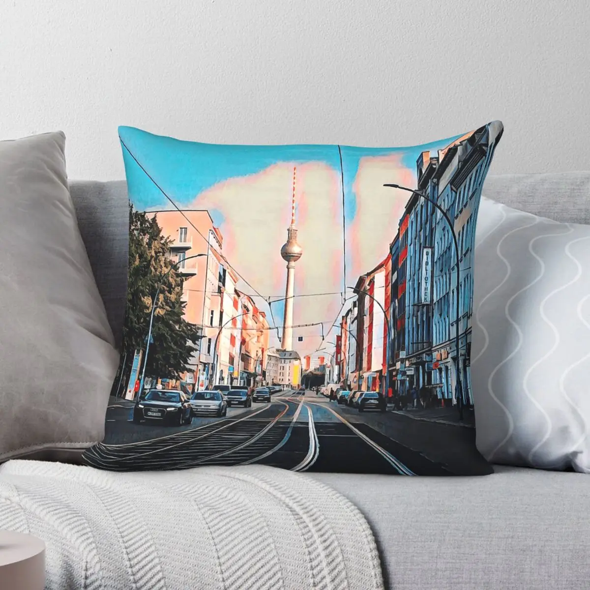 Berlin Streets Germany Square Pillowcase Polyester Linen Velvet Creative Zip Decor Throw Pillow Case Bed Cushion Cover