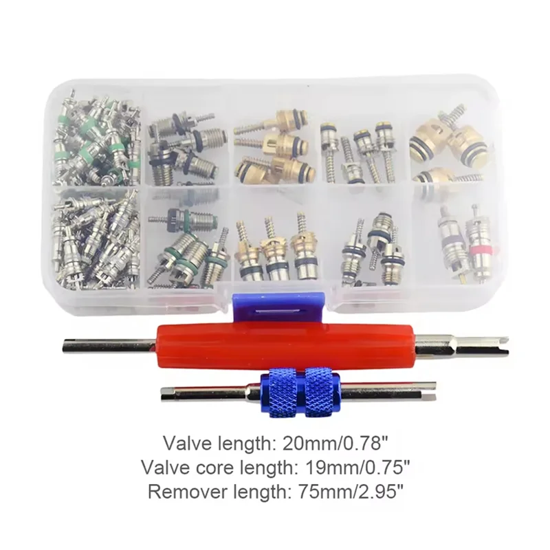 

102Pcs AC Valve Core Assortment R134A Car Air Conditioner Valve Cores Assortment Air Conditioning Assortment For Buick
