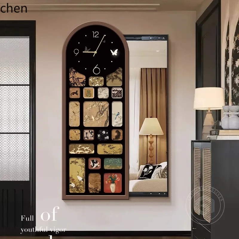 CZ  full-length mirror with wall clock advanced occlusion hidden decorative painting hidden dressing mirror hanging painting