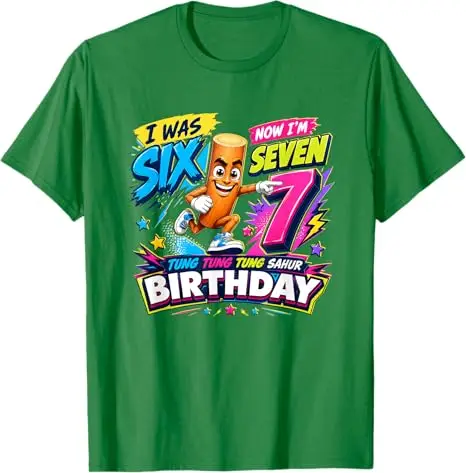 Ich war 6, jetzt bin ich 7 Geburtstags-Jungen-Mode 67 Tung Tung Sahur T-Shirt Y2k 7. Geburtstag Süße Grafik-Kleidung Six Seven Sons T-Shirt Geschenk – Detail 8
