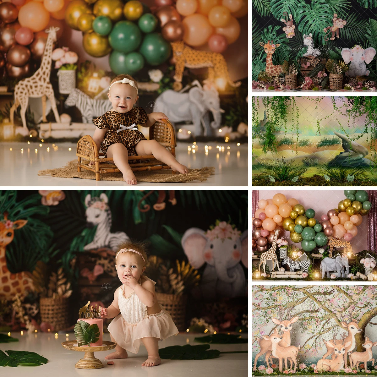 Wildlife Park Backgrounds Cake Smash Adult Family Photography Props Child Baby Decors Wilderness Jungle Photo Studio Backdrops