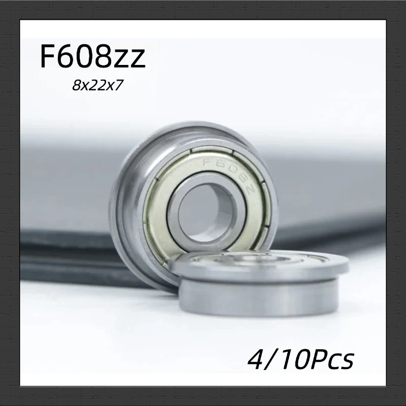 4/10Pcs F608ZZ Flanged Thin Wall Deep Groove Ball Bearings Double Metal Shield Chrome Steel Bearings