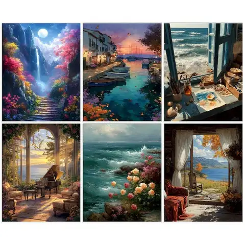 GATYZTORY Landscape DIY Pictures By Number Kits HandPainted Art Painting By Numbers Scenery Drawing On Canvas Home Decor Gift