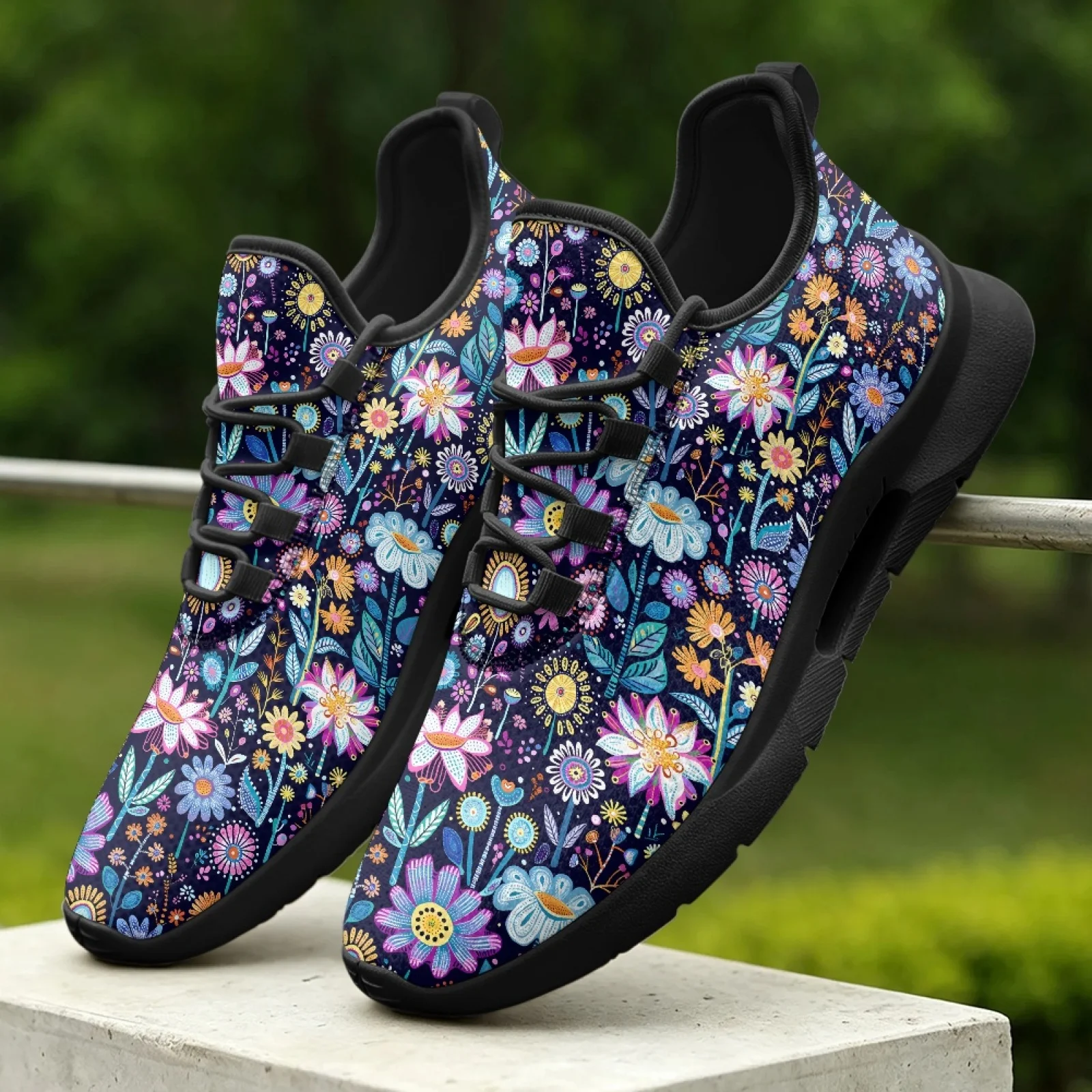 XIXIRIMIDO Women's Lace-up Casual Shoe Nurse Shoes Women's Sandals Men's Sneakers and Casual Shoes Tenis Feminino Flowers