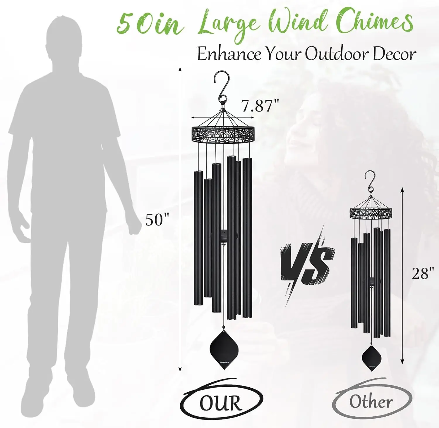 

Large Wind Chimes for Outside Deep Tone,50" WindChimes Outdoors Unique Clearance Memorial Sympathy Wind Chimes