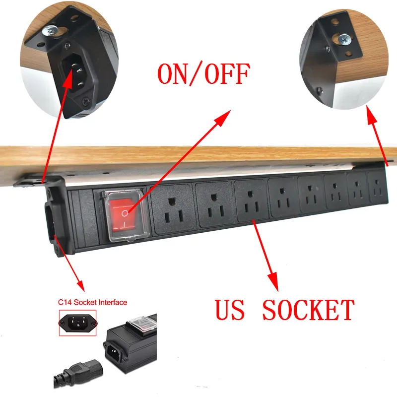 C14 port PDU Power Strip Distribution Unit 1-11 US Hidden SOCKET