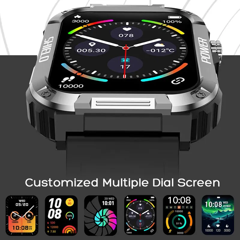 Smart Watch voor heren Dames met activiteitstracker Hartslag Bloeddruk SpO2 Slaapmonitor, 1,91" HD-scherm voor Android iOS