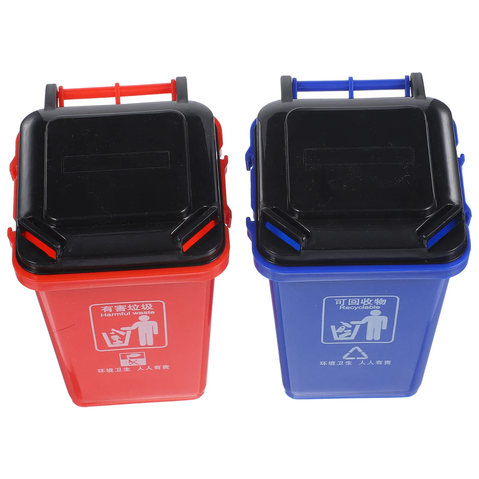 

2Pcs Trash Can Style Pen Holder Desktop Organizer Red Blue Pencil Container Multi Purpose Storage Basket Pencil Case