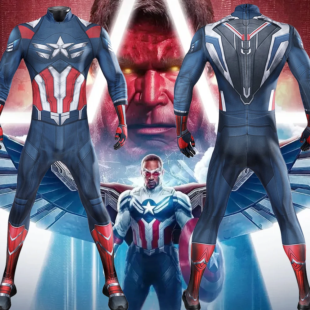 Captain America 4 Brave New World Cosplay Steve Rogers Costume Superhero 3D Printed Spandex Outfit Halloween Costume Zenzai Suit