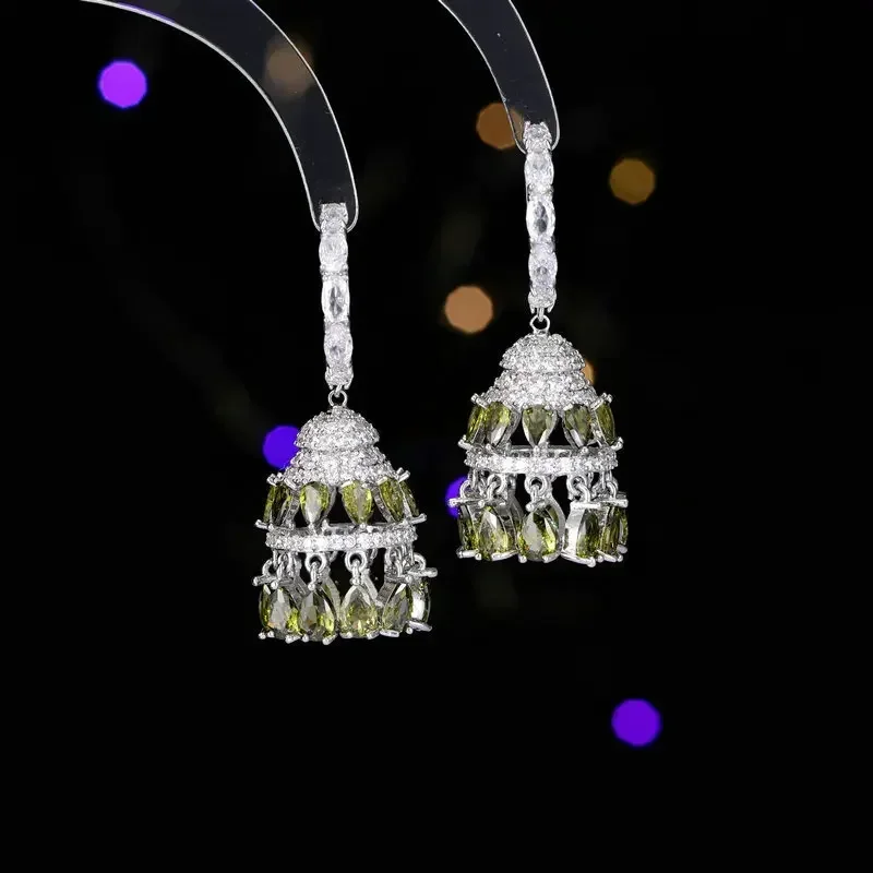 Charm Cubic Zircon Tassel Bell Drop Earrings Fashion Women Jewelry Indian Jhumka Jhumki 2024 Crystal Rhinestone Earrings Gifts