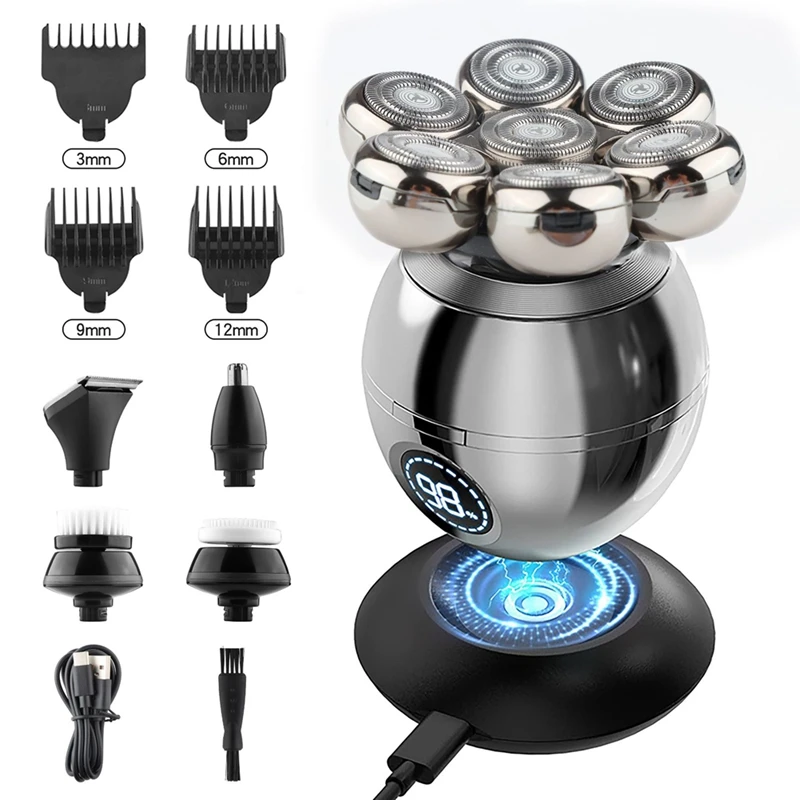 Electric Barber For Men Rechargeable Bald Head Electric 7 Floating Heads Beard Nose Clipper Hair Trimmer