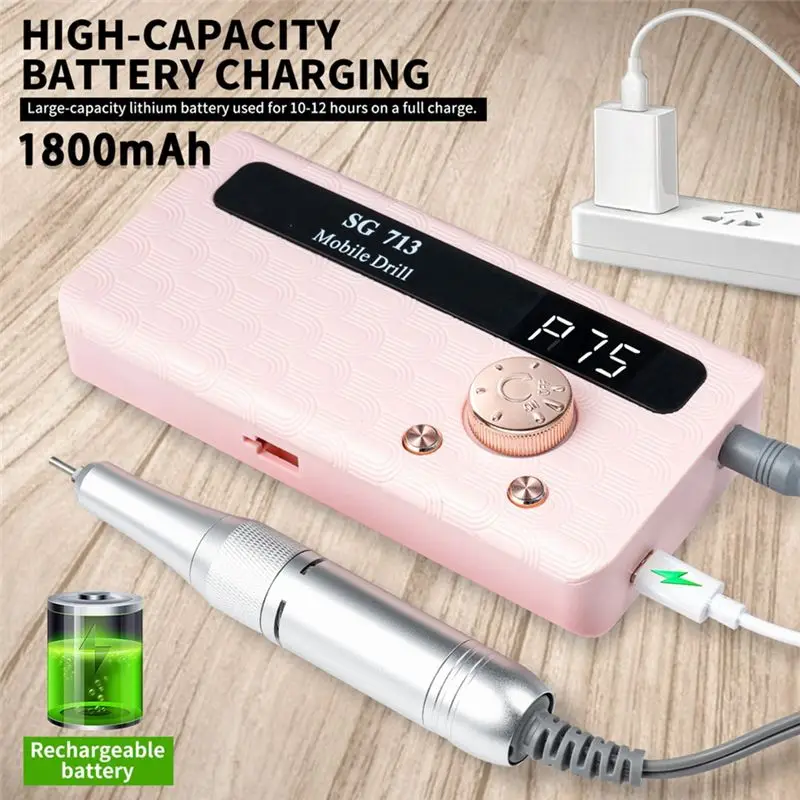 AB68 Electric Nail Remover And Nail Grinder High-Speed Nail Grinder Suitable For Home Use Pink