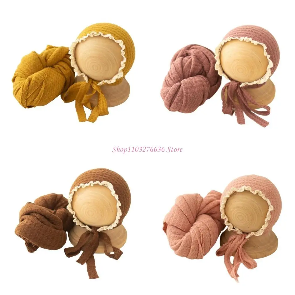 

R6FD Baby Lace Turban Hat Photos Posing Wrats Set Photoshoot наряд для новорожденного подарок душ