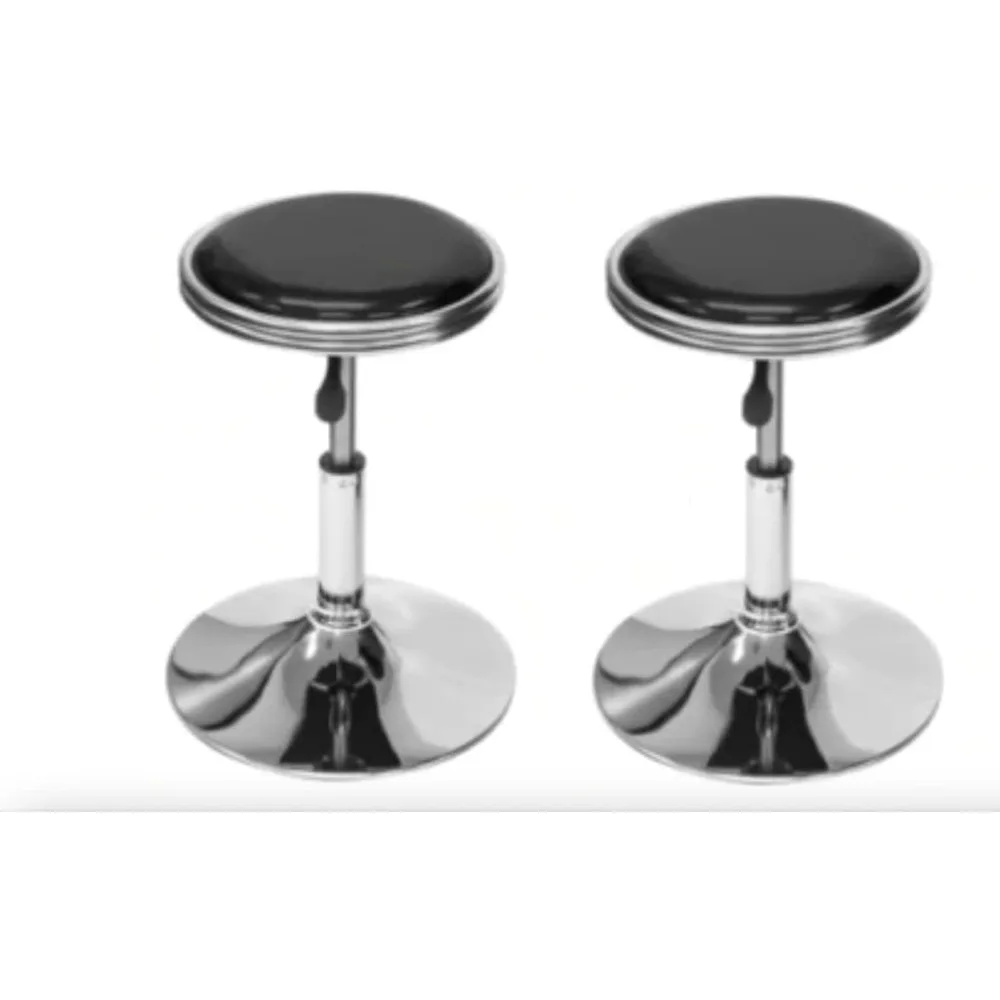 

Set of 2 Swivel Bar Stools Easy Adjustable Height Leather Padded Cushion Work Home Bar Man Cave Arcade Room Garage Padding