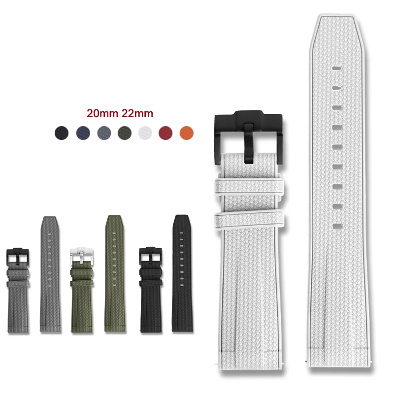 Liquid Silicone Strap 20mm 22mm Stainless Steel Buckle Quick Release Waterproof Diving Men Women Replace Band Watch Accessories