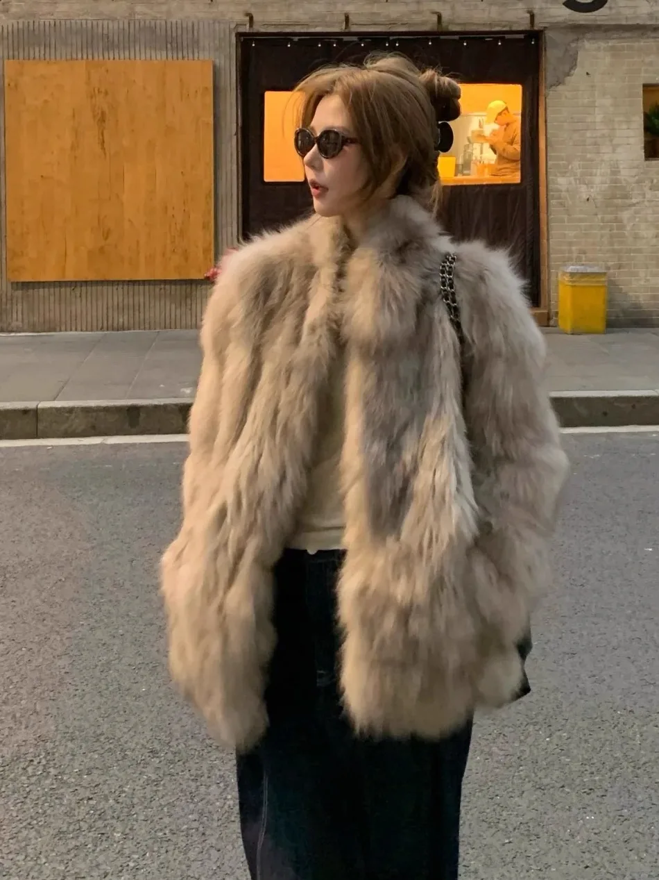 친환경 럭셔리 젊은 중년 여성용 롱 퍼 코트 루즈핏 겨울 자켓