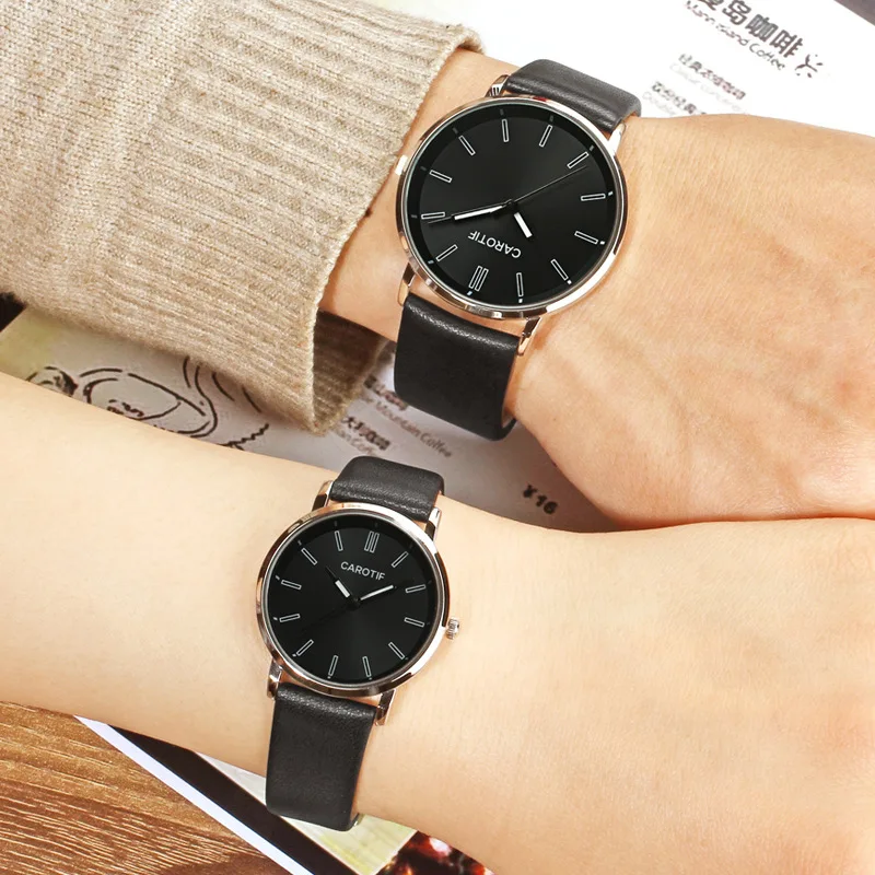 Watch Couple Leather Ultra-Thin  Belt Fashion Student Waterproof Quartz Watchs