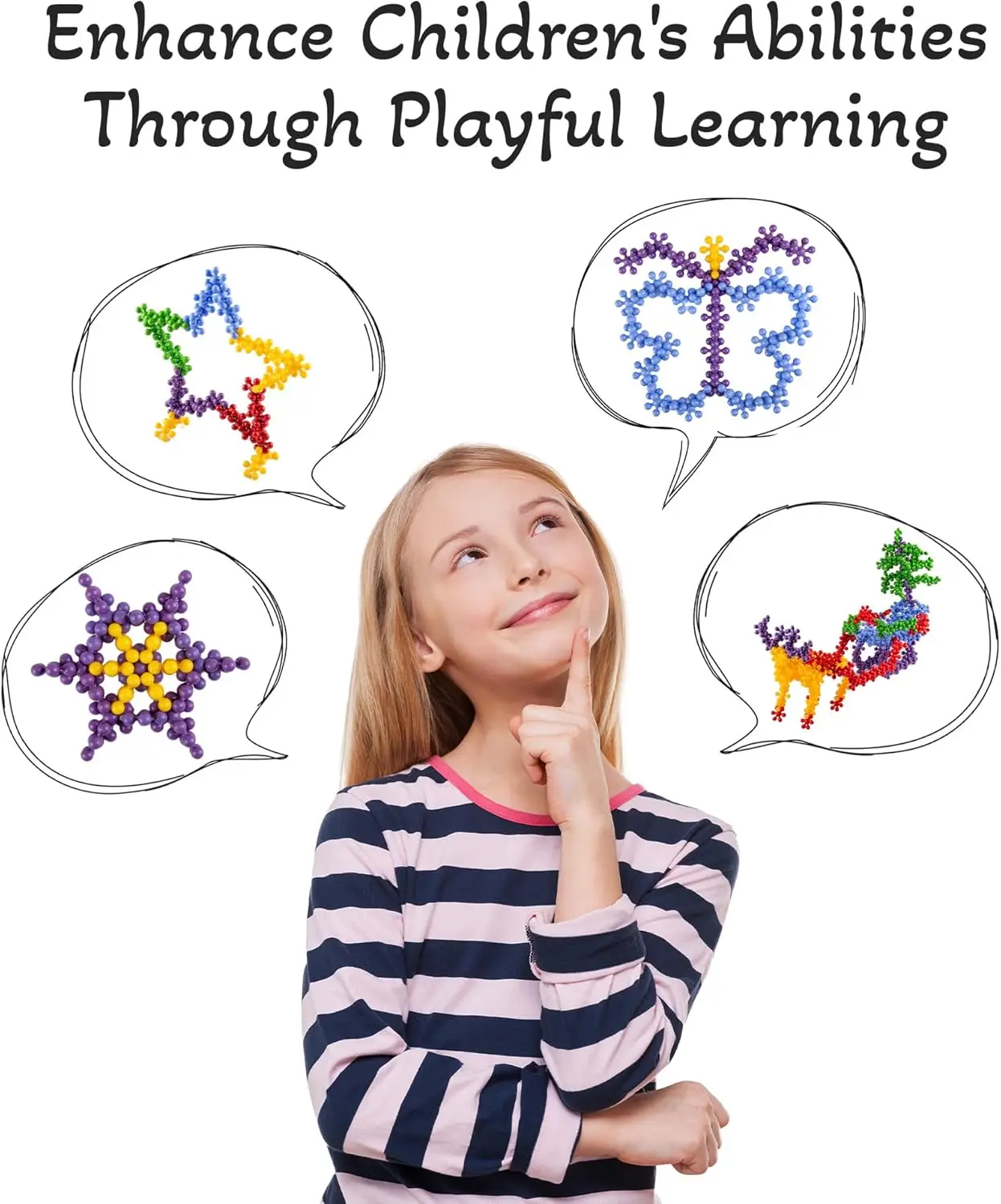 300 قطعة من مكعبات البناء المتشابكة ألعاب STEM، أقراص تعليمية وإبداعية لمرحلة ما قبل المدرسة للأولاد والبنات الذين تتراوح أعمارهم بين 4-8 سنوات، آمنة