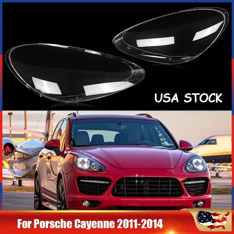 SAIQINGSP For Porsche Cayenne 2011-2014 Polycarbonate Pair Headlight Lens Covers Car Accessories Tools