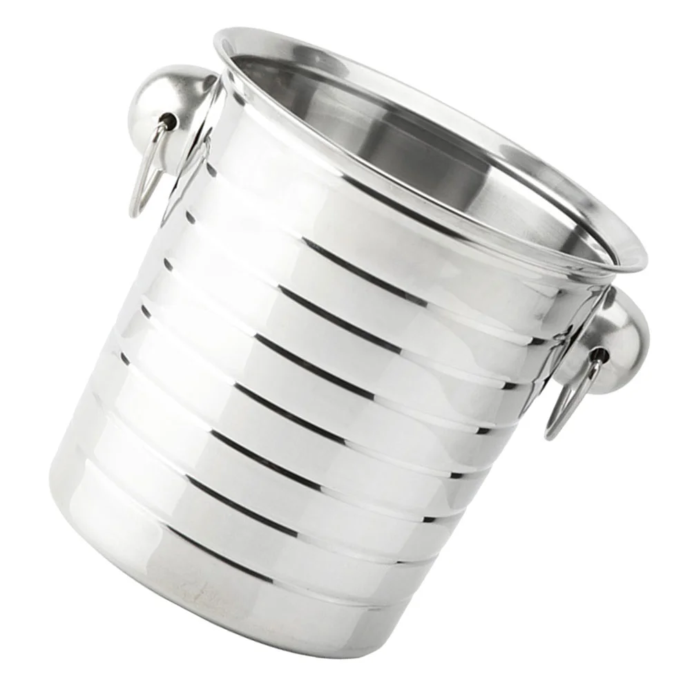 

Stainless Steel Ice Bucket Holder Container Cooler Juice Cooling KTV Kitchen Cubitera Bottle Transparent
