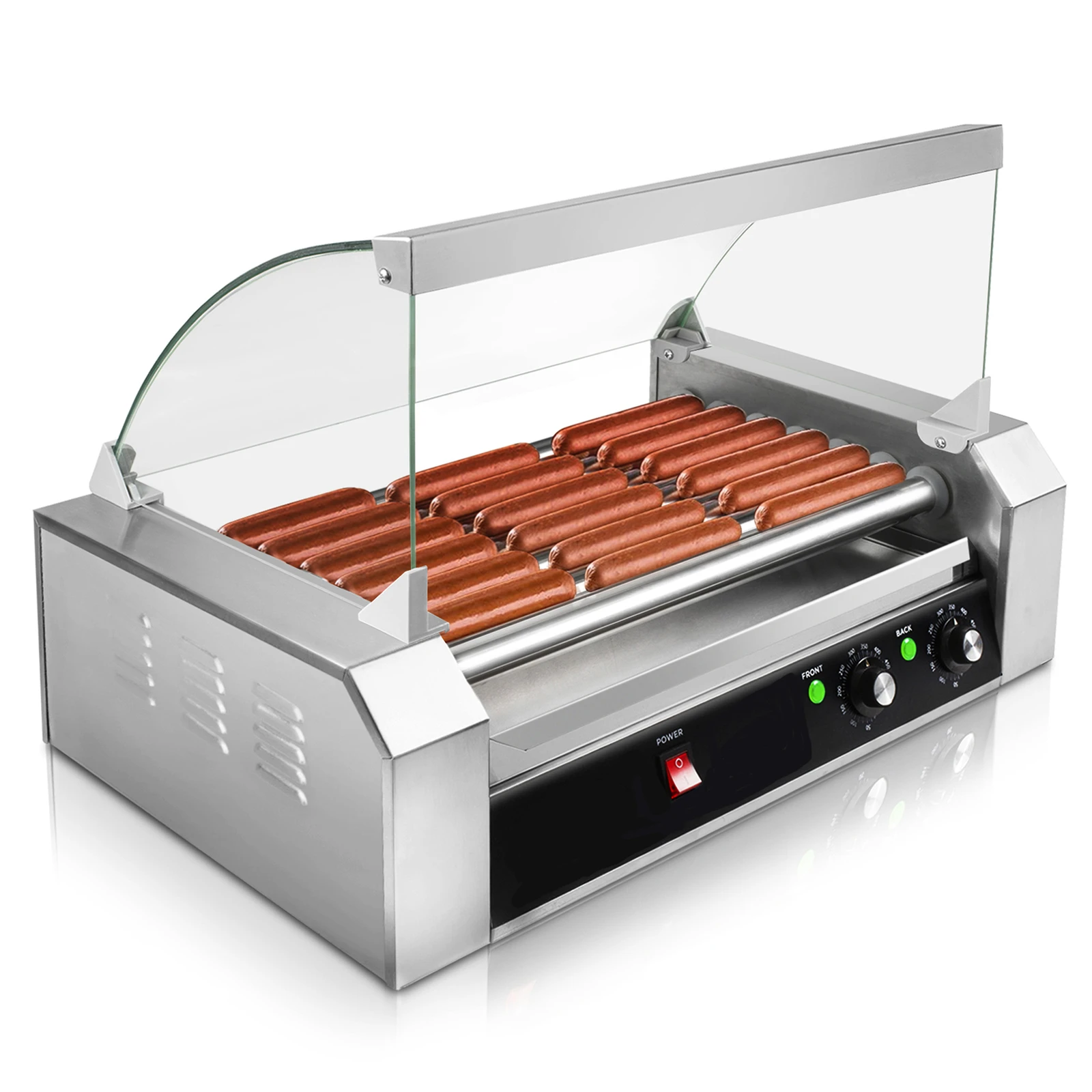 

18 Hot Dog 7 Roller Commercial Grill Cooker Machine with Cover
