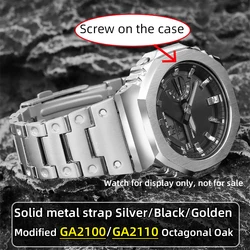 Mod kit GA2100 bezel ga2100 strap stainless steel metal strap case set silver gold black GA-2100 GA-2110 for men Casioak G-Shock