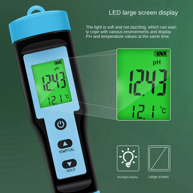 Food PH Meter 0.00-14.00PH High Accuracy Temp PH Tester Sensor Acidity Analyzer for Meat Canning Cheese Dough Water A-A55K