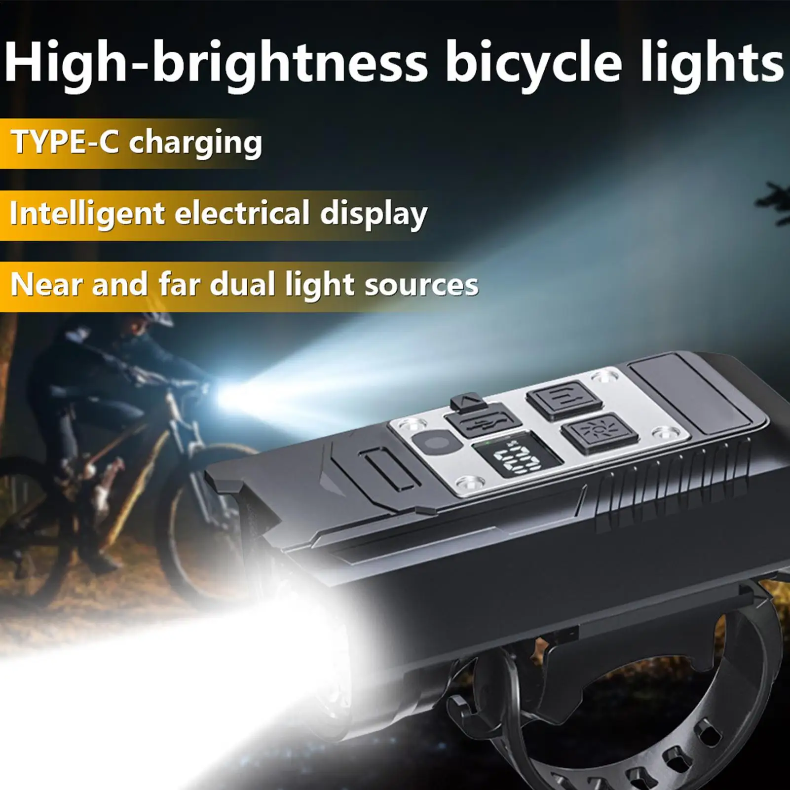 

Супер яркий светодиодный велосипедный фонарь, водонепроницаемая фара для ночной езды на велосипеде, перезаряжаемый велосипедный фонарик типа C, аксессуары для велоспорта