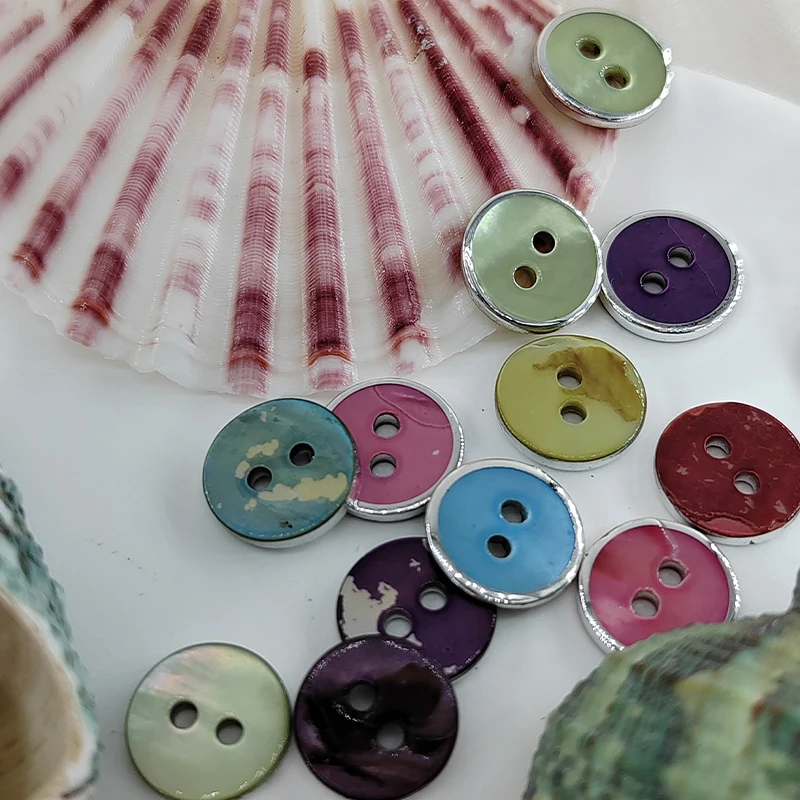 10MM Natural Shell Buttons Of Clothing High Quality Luxury Colorful 2-Holes Button Mother Of Pearl Sewing Accessories 10Pcs