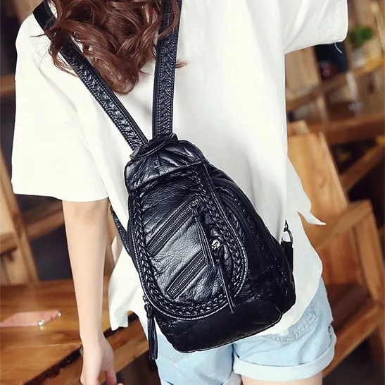 2024 new mini shoulder bag female bag Korean fashion wild embroidery soft leather small backpack