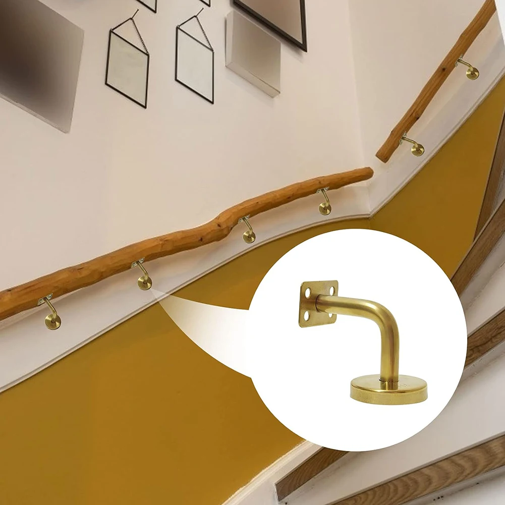 Gold Handrail Support Stair Rail Bracket Balustrade Wall Mounted Wall Mounted Brackets Support Hand Rail Hardware Hand Rail