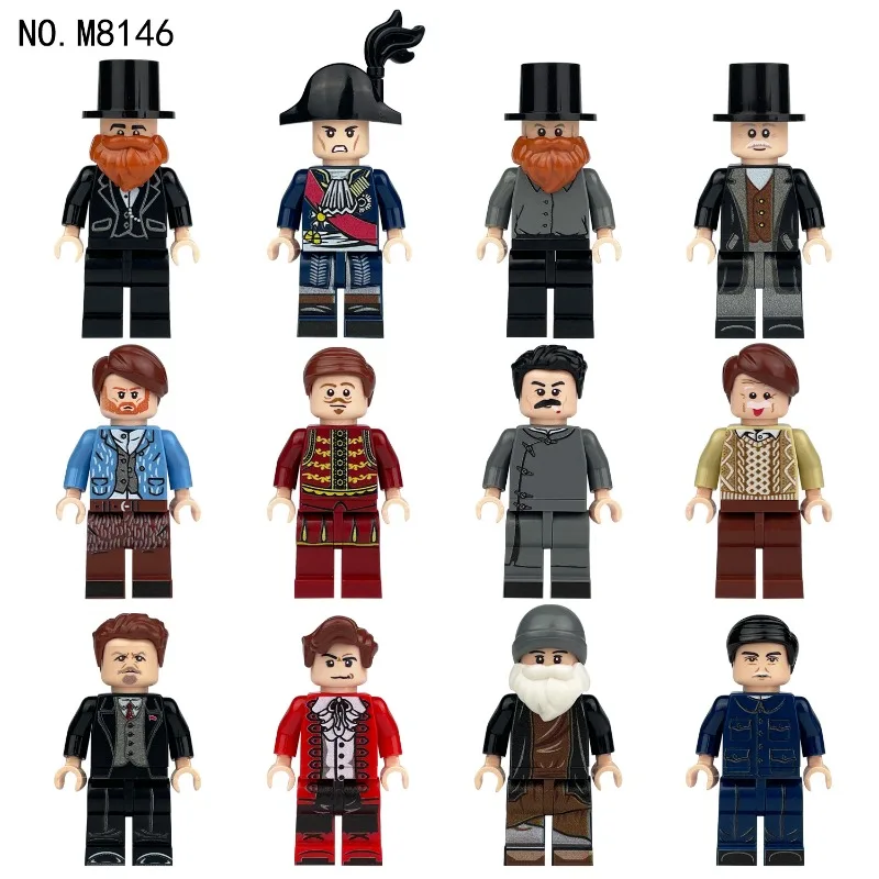 M8146 Série Celebridades Mundiais: Blocos de Montar Van Gogh, Einstein, Newton, Lu Xun - Brinquedo Infantil de Pequenas Partículas