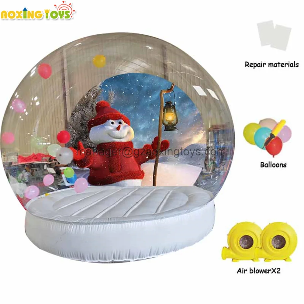 3M/4M Giant Christmas Inflatable Snow Globe Bubble House Tent With Balloons White Bounce House For Wedding Party Events