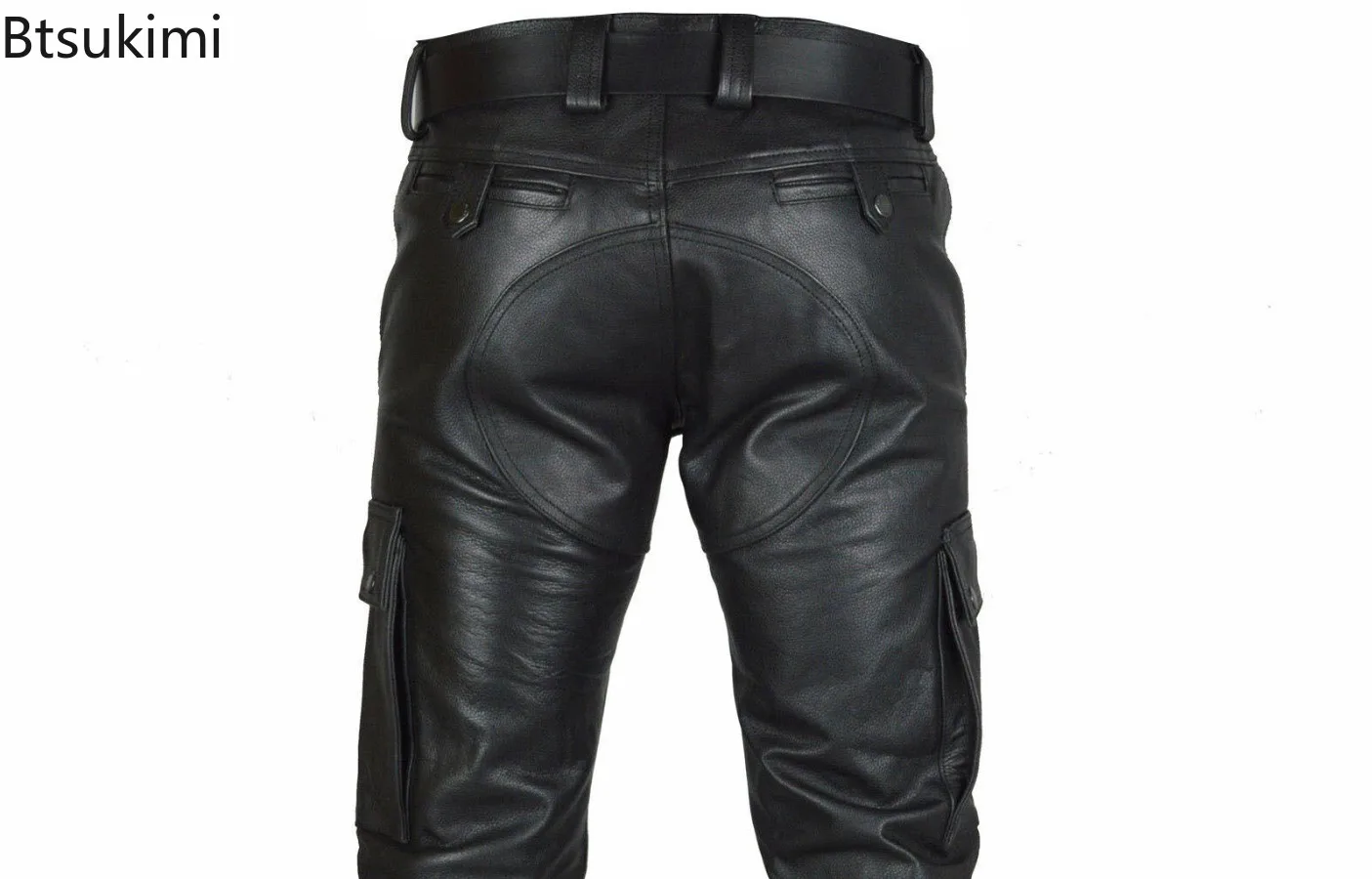 2025 Men's Stretchy Leather Pants Slim-fit Trendy Street Style PU Leather Skinny Pants for Men Faux Leather Shiny Skinny Pants