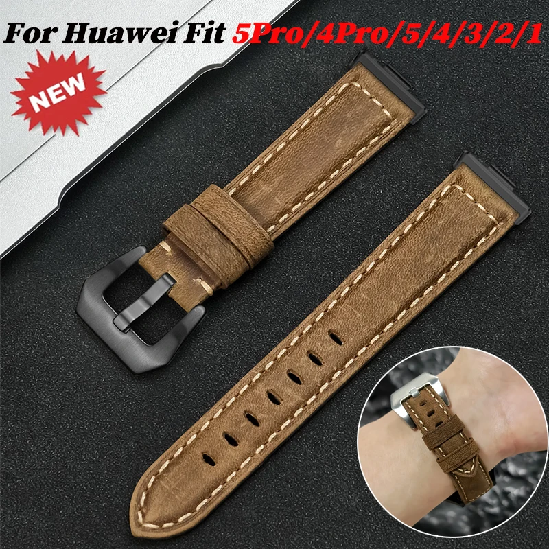 Lederarmband für Huawei Watch Fit 5Pro/5 Armband Gürtelarmband für Huawei Fit 4Pro/4/3/2/1 Ersatzzubehör Correa