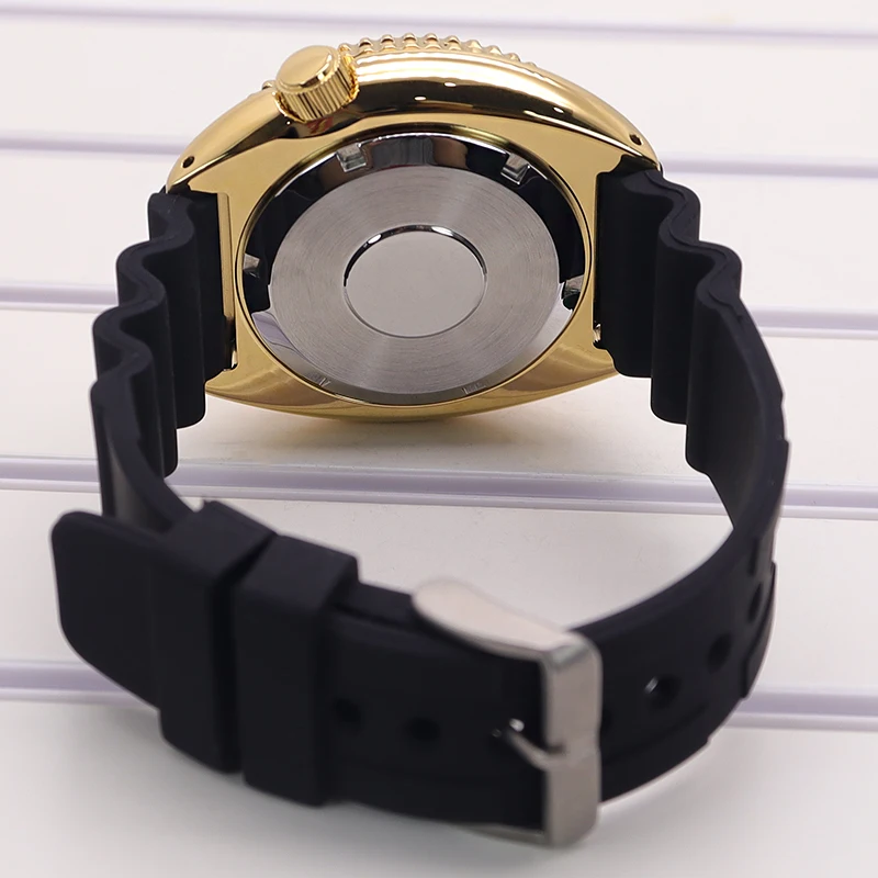 45mm PVD Gold Stahl Uhrengehäuse Saphirglas 100m Wasserdicht für Mod SRPD Turtle Abalone NH35 NH36 NH38 NH34 Uhrwerk 120 Klicks – Detail 7