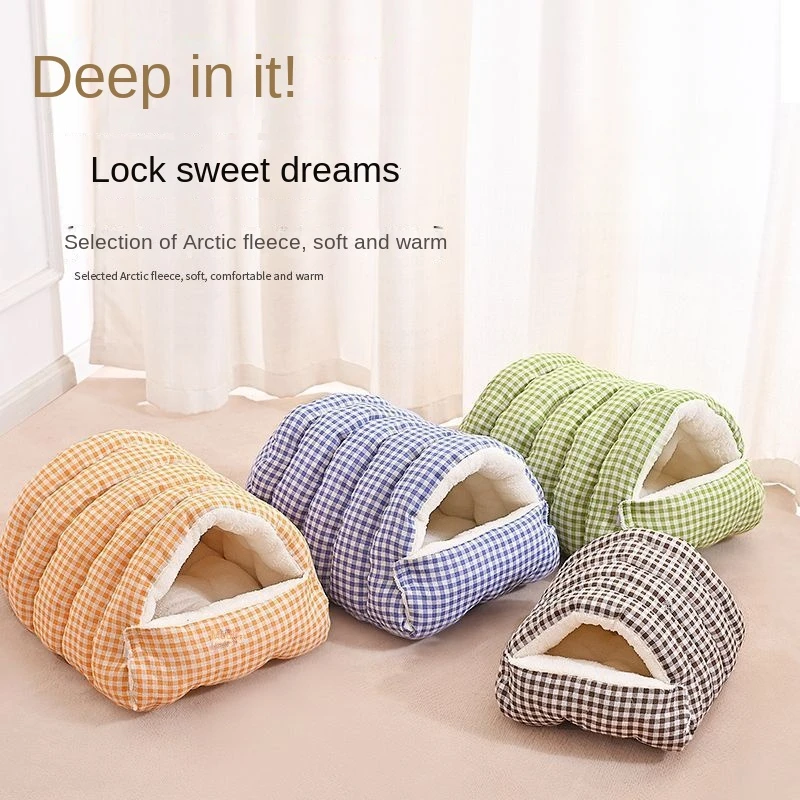 

Cat supplies Closed detachable thickened autumn winter keep warm Washable Cover foldable cat bed heat house