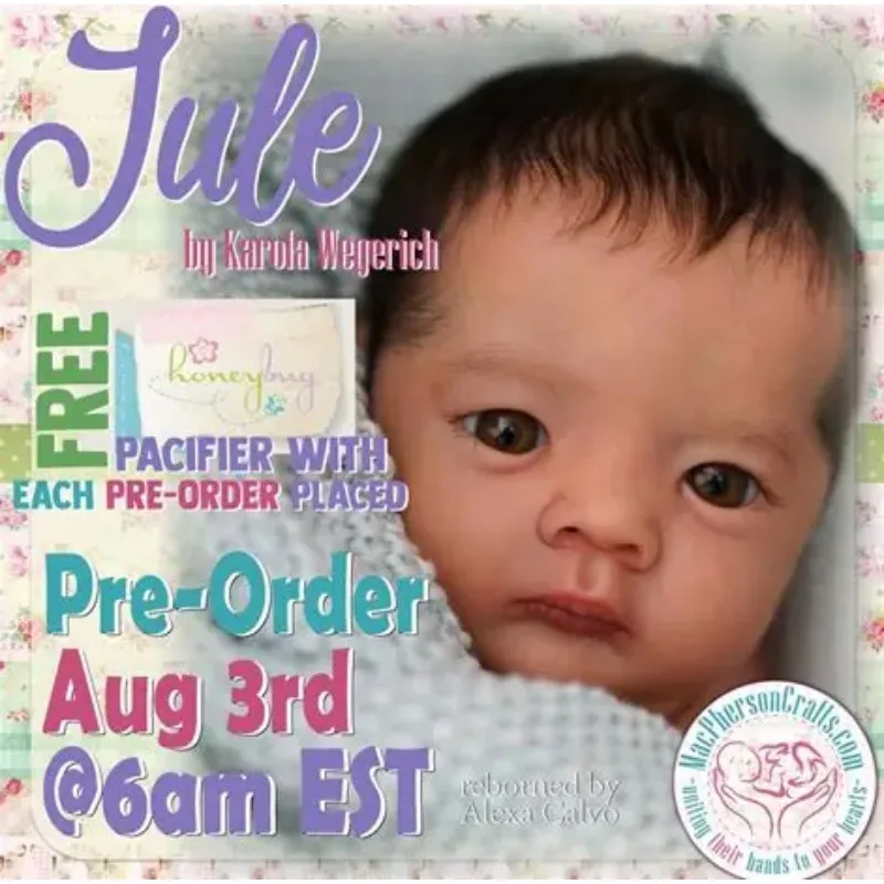 NPK 19Inches Unpainted Blank Fresh Color DIY Doll Parts Reborn Jule with Cloth Body and Eyes Unfinished Dolls Kit