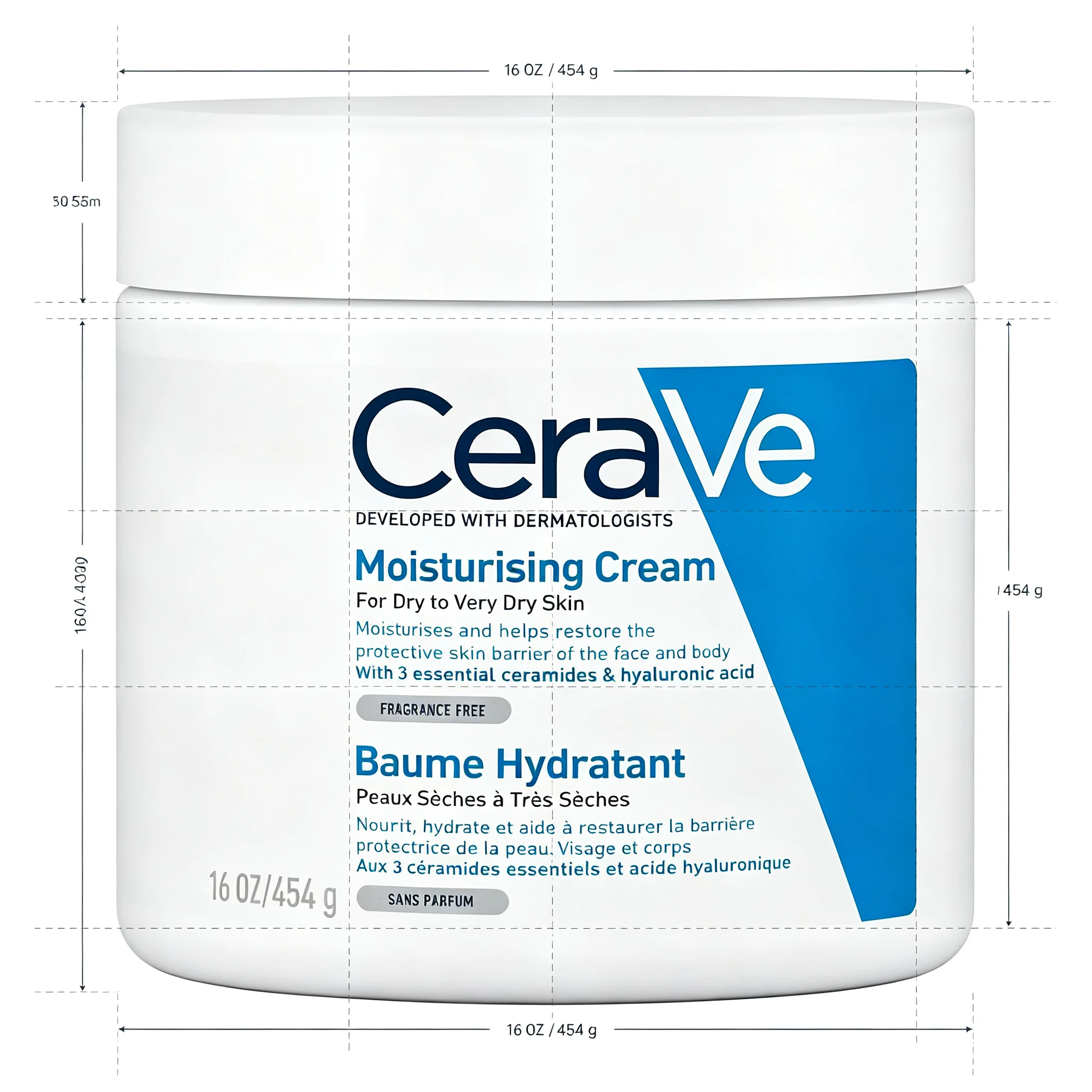 CeraVe 454g Large‑Jar Nourishing Cream, Multi‑Purpose Hydrating Treatment for Dry Skin on Face and Body view 6